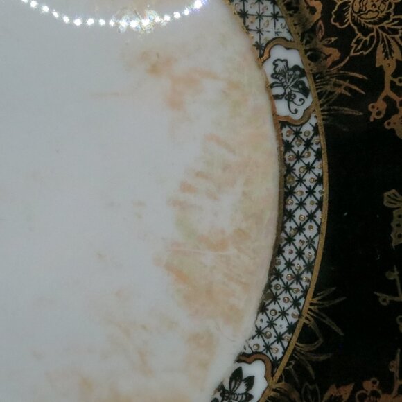 Noritake Salad Plate Set of 3 Black Handpainted Raised Gold Accents 9" - Picture 8 of 9